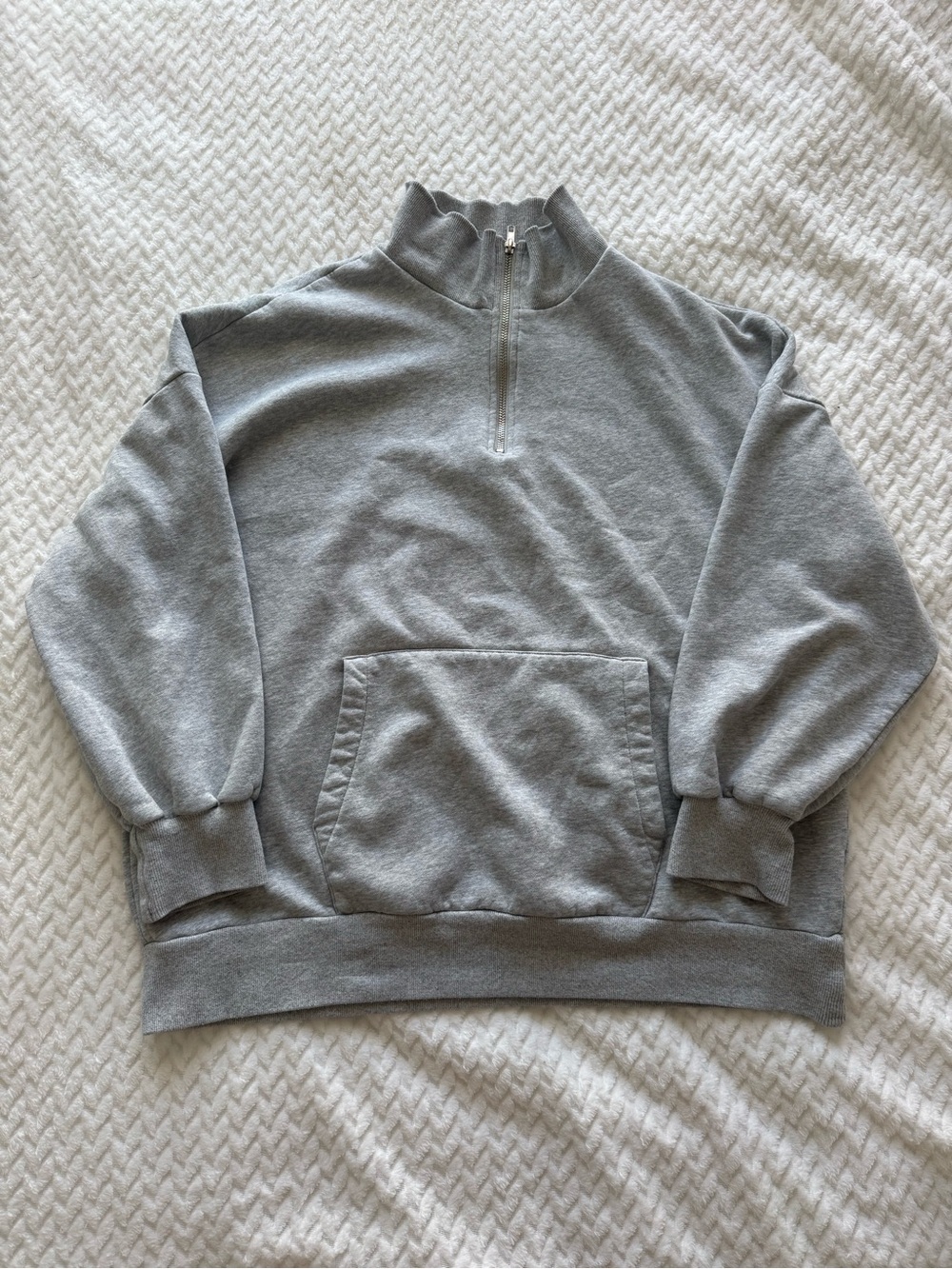 Dazy Gray Oversized Quarter Zip Fleece Sweatshirt Medium